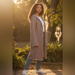 Women's Baciano Burgundy and White Cardigan